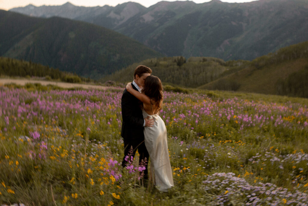 bride and groom wedding photography in the wildflowers 