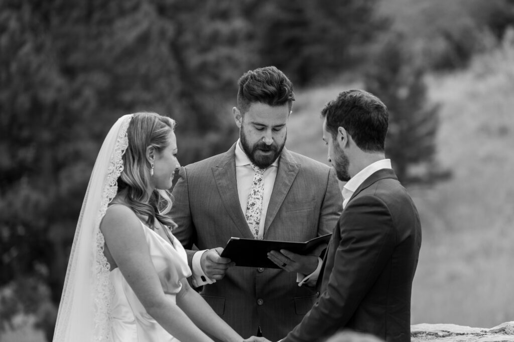 bride and groom get married in boulder colorado