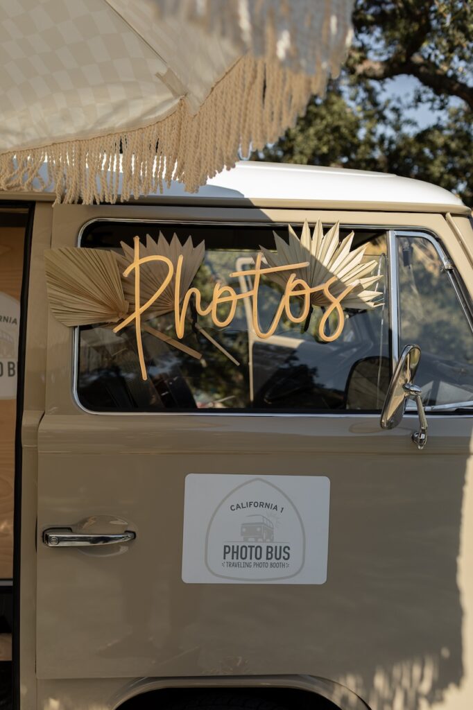 traveling photo bus at california backyard wedding