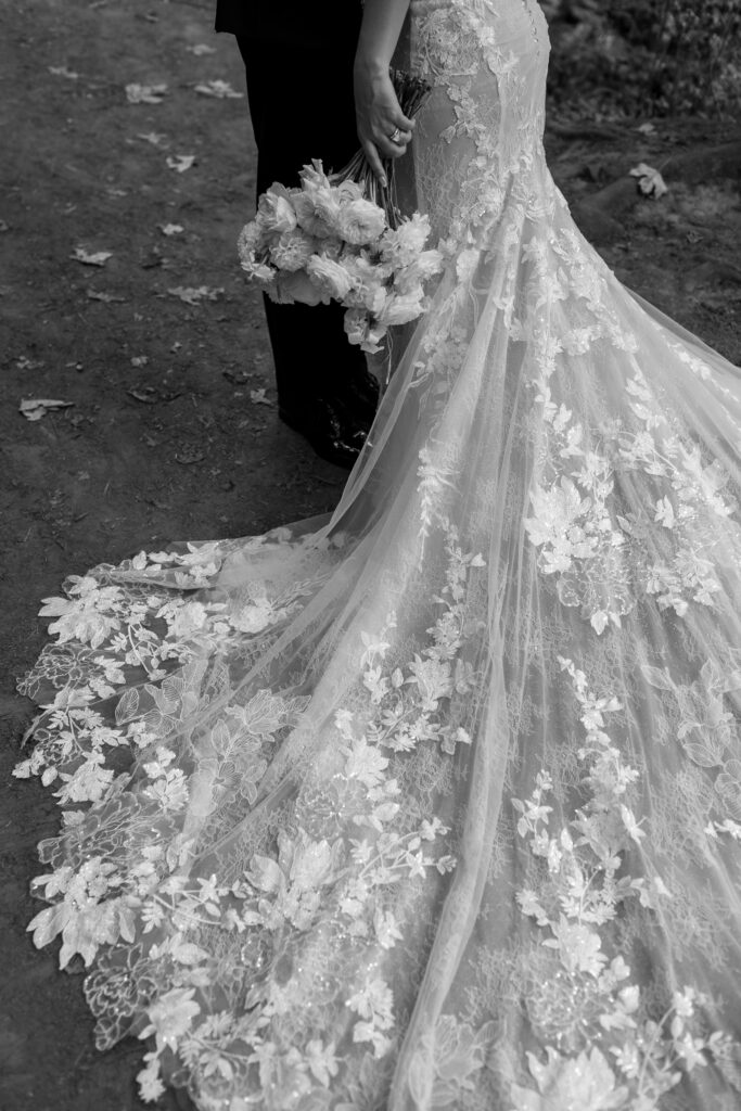 oregon wedding photographer takes photo of dress details