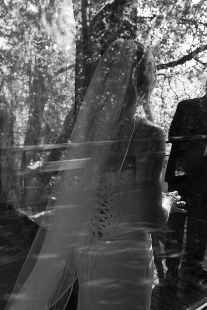 rome bride through the window detail