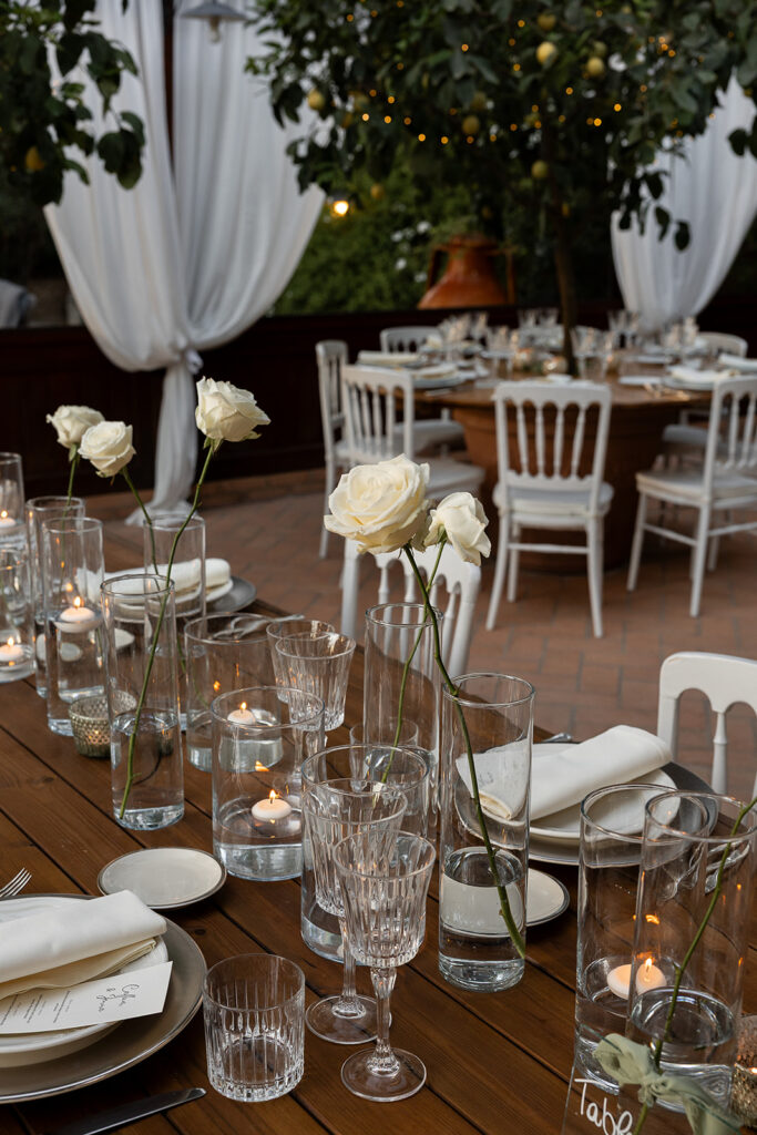 wedding decor table details at le 7 fonti