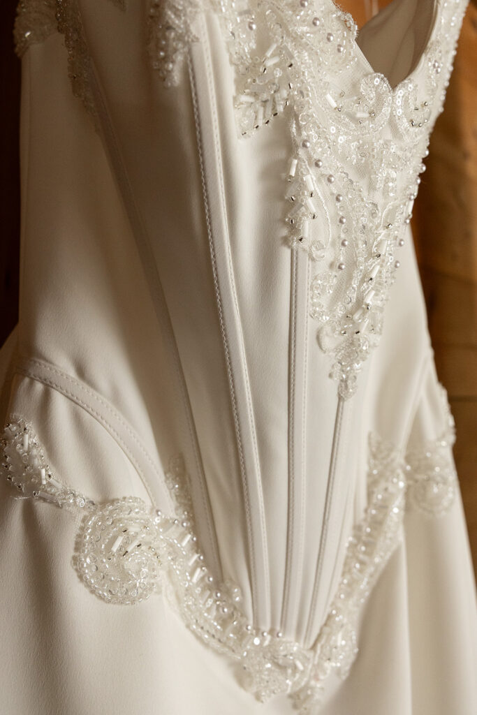 beaded wedding dress details